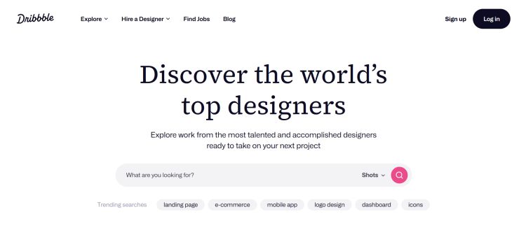 سایت Dribbble یکی از مراجع طراحی سایت